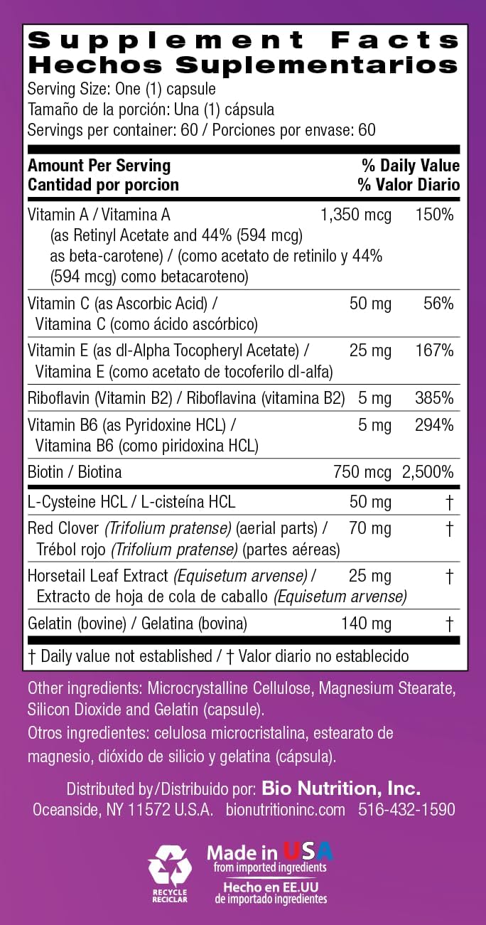 Bio Nutrition Premium Hair, Skin & Nails, 60 Capsules - Image 7