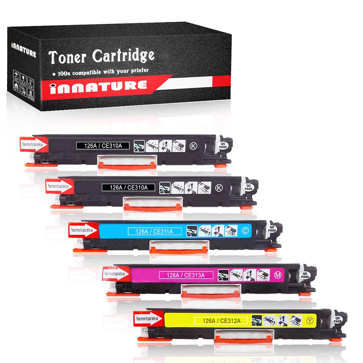 Innature Remanufactured Toner Cartridge Replacement for HP 126A CE310A CE311A CE312A CE313A for Color Laserjet Pro MFP M175 M275 CP1025nw Laser Printer(5 Pack)