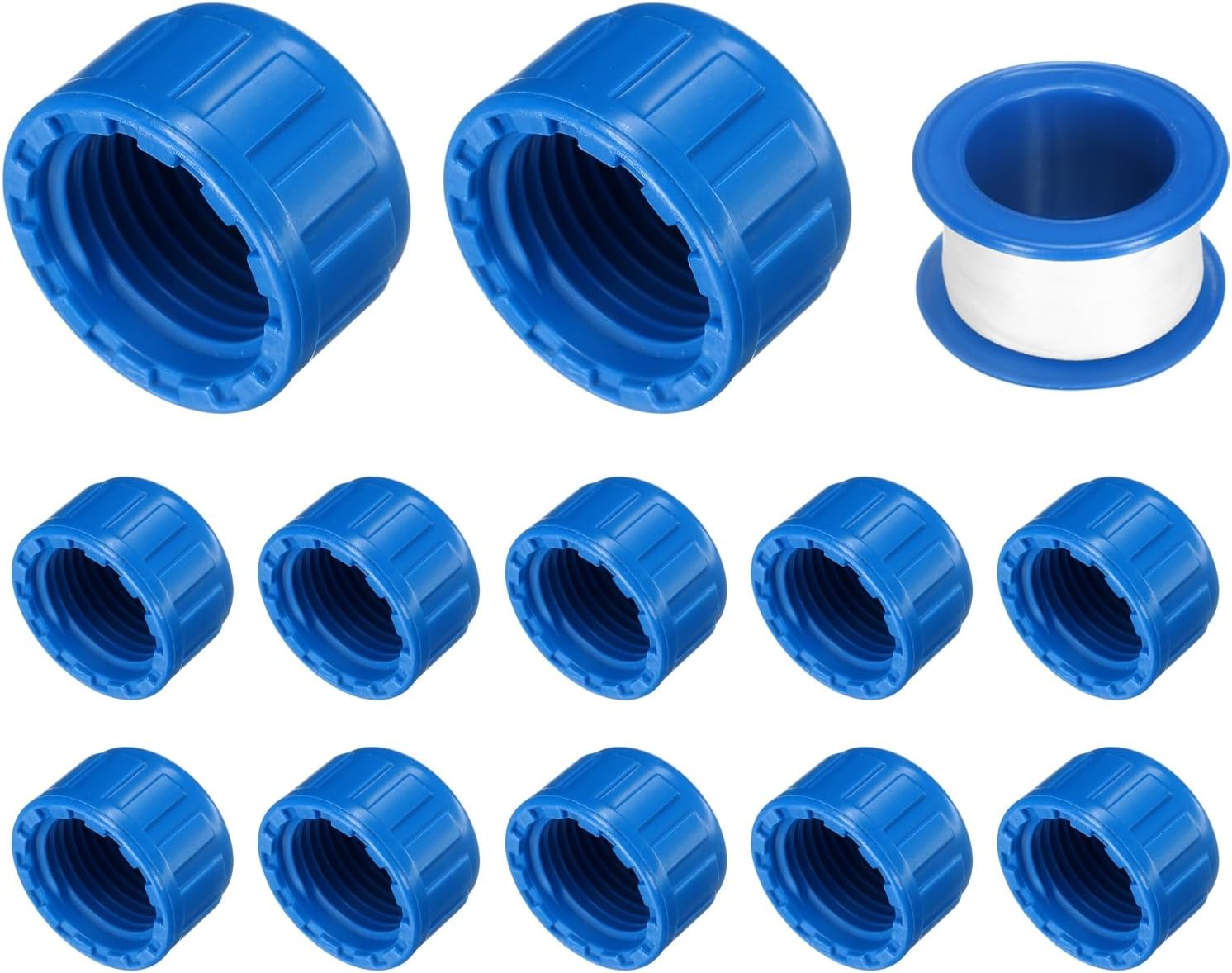 sourcing map 12Pcs 1/2 Inch PT Female Thread PVC Pipe Fitting Cap, Cleanout Water Drain End Caps, Pipe Plug Socket Fittings with Tape for Water Heater Supply Lines, Plumbing, Blue