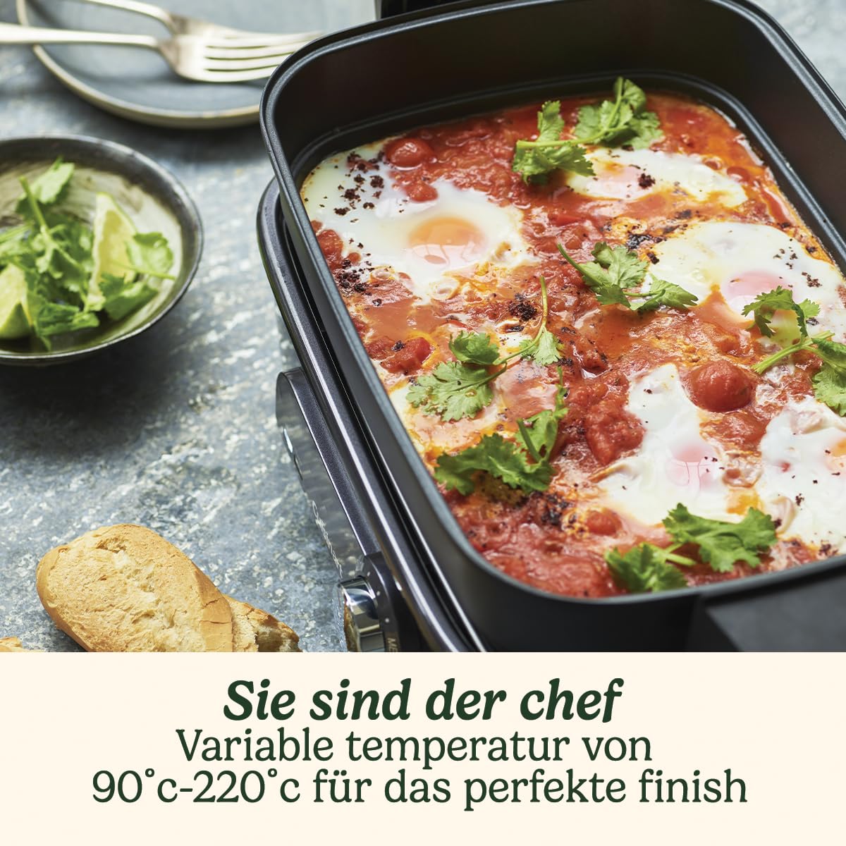 Cuisinart Cook In 5 in 1 Multikocher | Grillen, Anbraten, Dämpfen, Simmern und Langsamkochen | Antihaftbeschichtete, austauschbare Platten und Pfannen | Stapelbar | Mitternachtsgrau