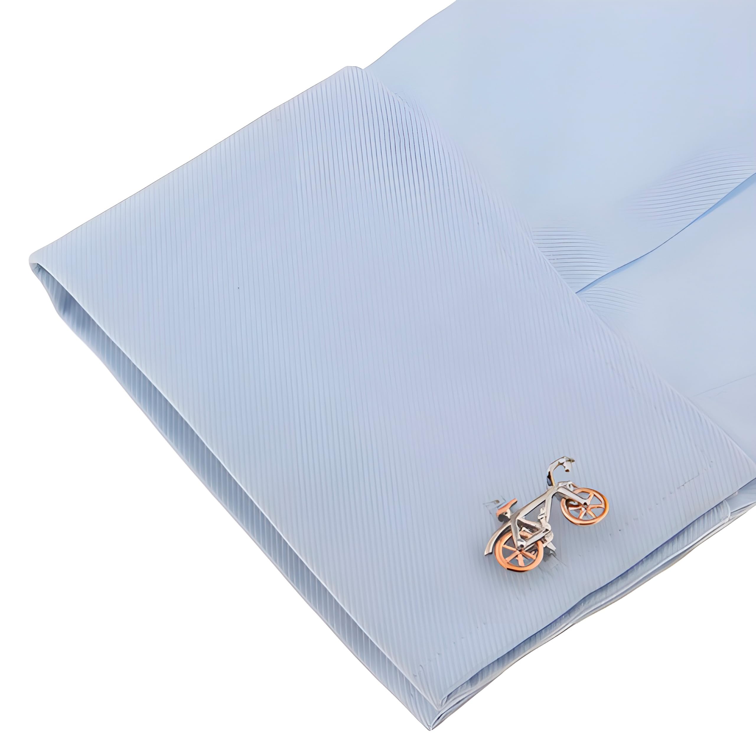 Gemelos de Boda de Bicicleta en Dorado y Plateado | Gemelos Originales Para Camisas | Para Hombres y Niños | Regalos Para Bodas, Comuniones, Bautizos y Otros Eventos