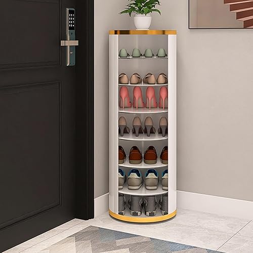 Miniatura 8 de Zapatero giratorio de 360 grados, soporte giratorio de metal, con estantes ajustables, zapatero para entrada, pasillo, sala de estar (tamaño  12.6 *