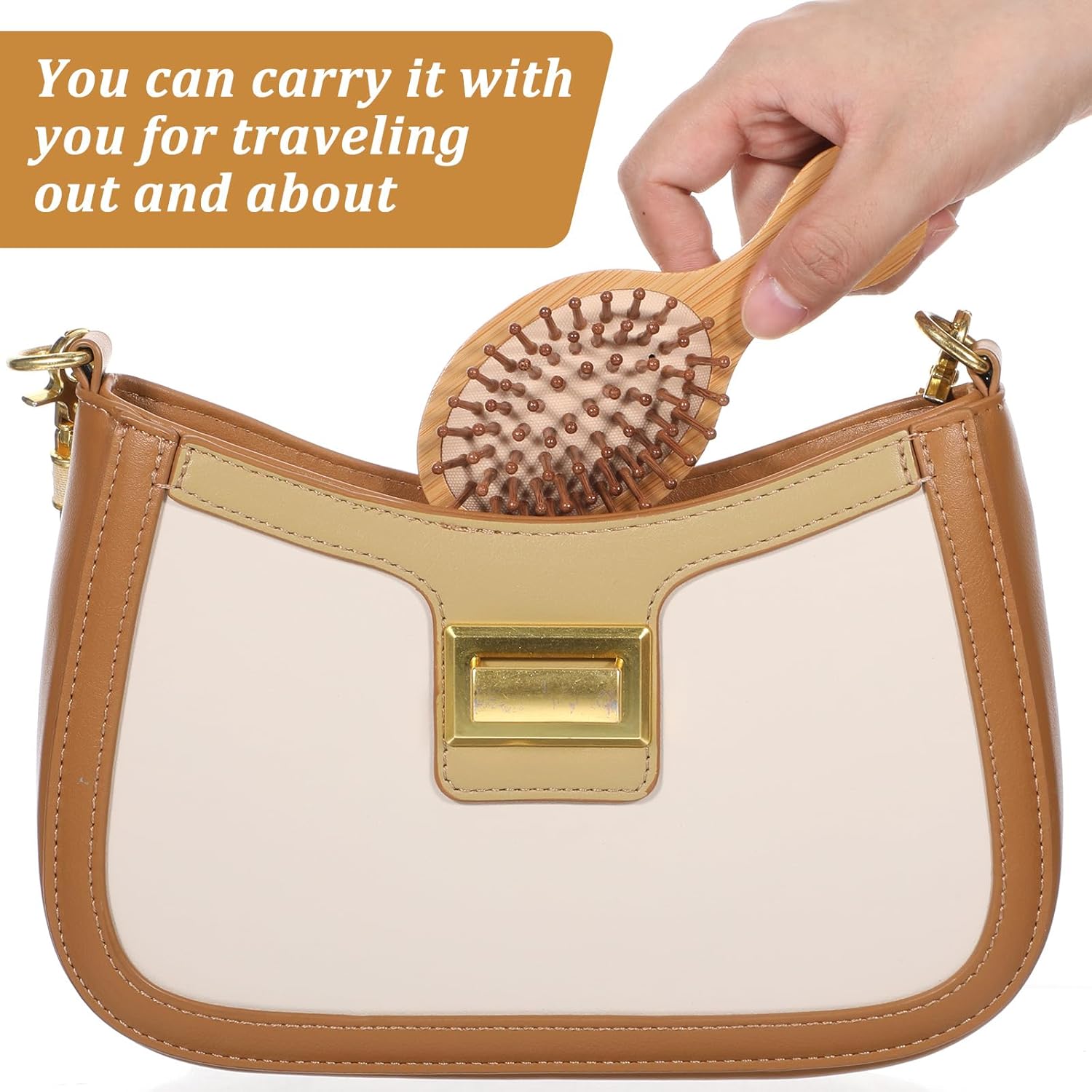 2PCS Mini Bamboo Brush for Hair Growth, Mini Hairbrush with Handle Bamboo Hair Brush, Natural Wooden Hairbrush Travel Paddle Detangling Brushes Massage Scalp for Women Men Kids All Hairs Type - Image 6