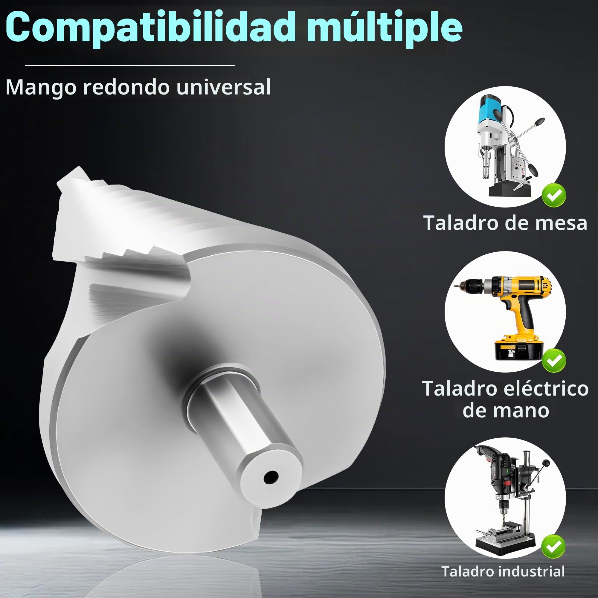JIZZU Brocas Escalonada, Broca HSS de 12 Pasos, 6-60 mm, Broca Escalonada Para Metal, Vástago de 13 mm, Broca Conica, Acero Inoxidable, Plástico, Madera