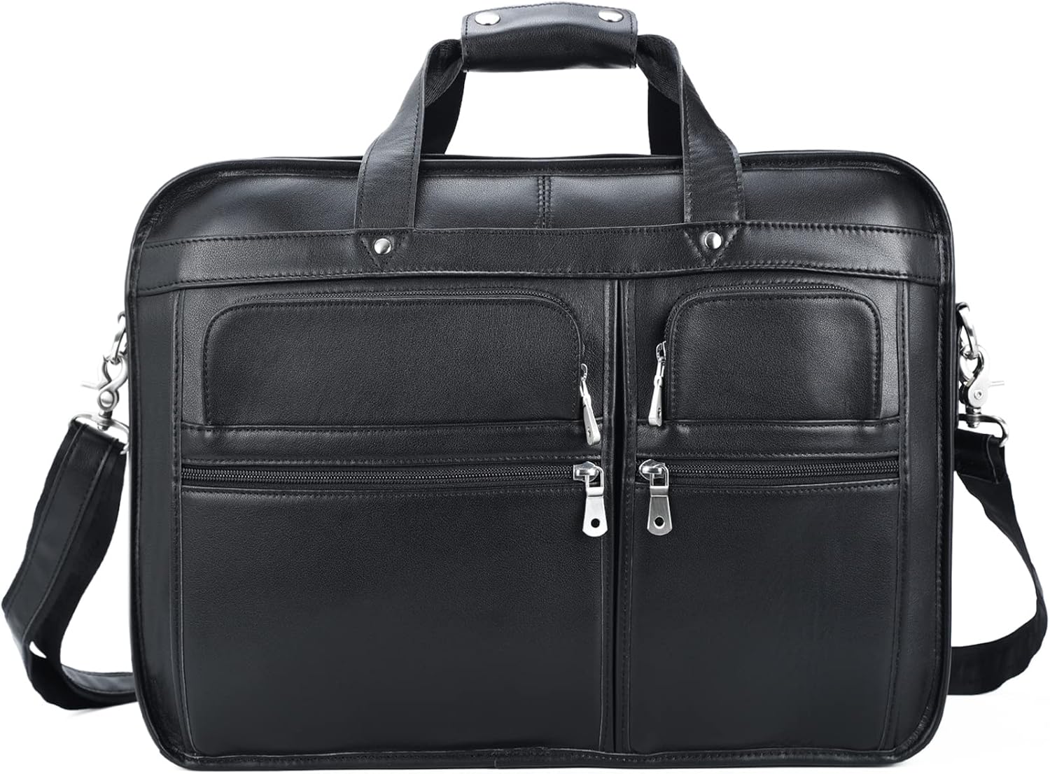 Polare 18.5” Full Grain Leather Laptop Briefcase Messenger Bag Tote For Men Large Fits 17.3” Laptop - Image 4
