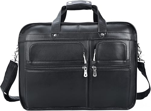 Miniatura 3 de Polare - Maletín de cuero de grano completo de 18.5 pulgadas para computadora portátil, bolsa de mensajero para hombres, grande para portátiles de