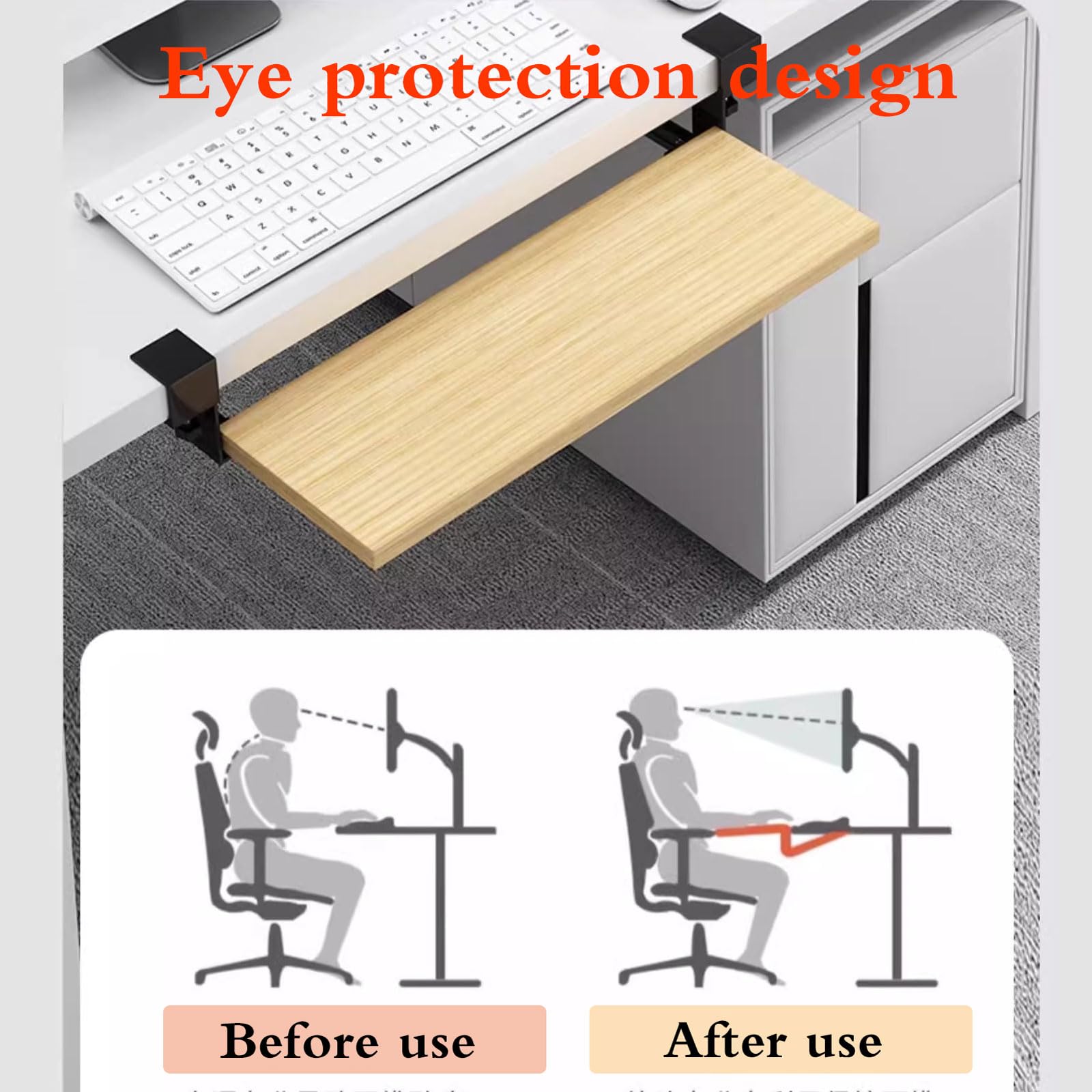 Estensione da scrivania ergonomica, vassoio per tastiera pieghevole, estensione per scrivania da ufficio di facile installazione, componente aggiuntivo per postazione di lavoro salvaspazio per una