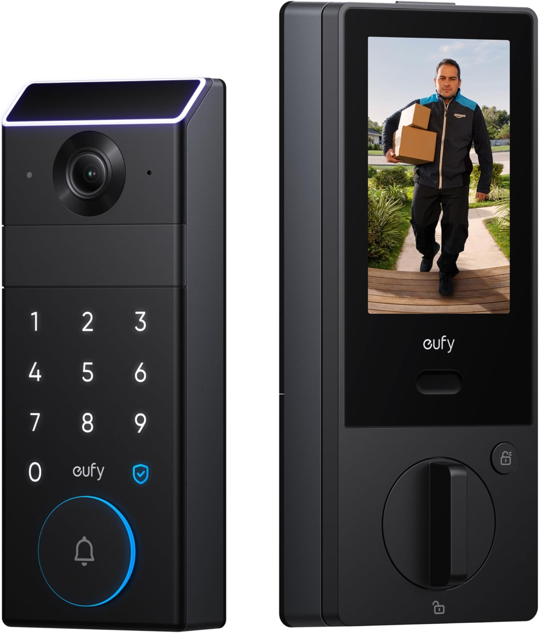 eufy FamiLock S3 Max Smart Lock with Palm Vein Recognition - Keyless Entry Door Lock for Front Door, 3-in-1 Wi-Fi Keypad Deadbolt+ 2K HDR Camera+ Doorbell, ANSI/BHMA Grade 1, Rear Lock Video Screen