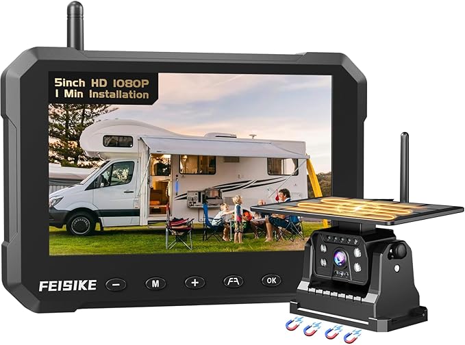15 Best RV Backup Cameras Review in 2025 17 FEISIKE Magnetic Solar Wireless Backup Camera for Truck & RV
