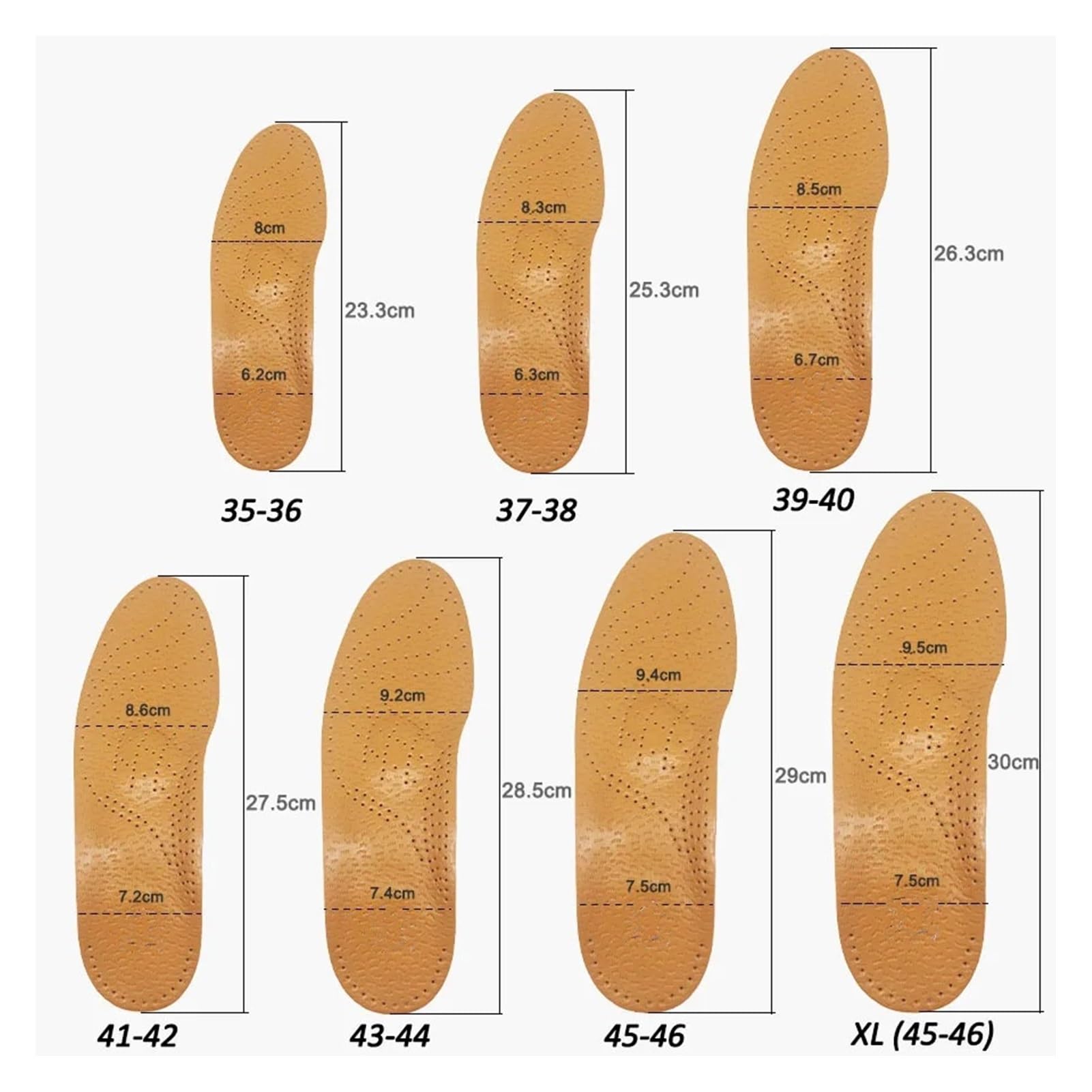 Leder Orthesen Einlegesohle for Plattfüße Arch Support Orthopädische Schuhe Sohle Einlegesohlen for Füße Geeignet Männer Frauen Kinder O/X Bein(XL(45-46) 30cm)