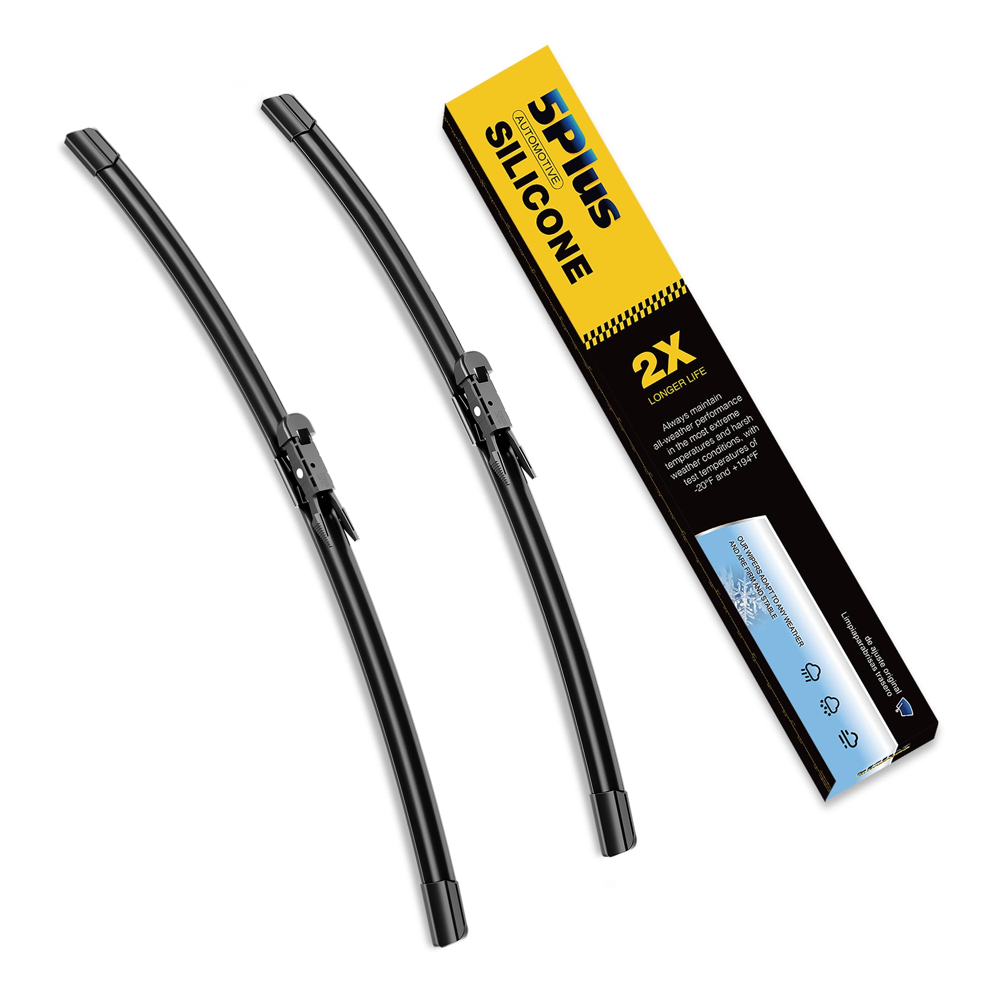5 PLUS Premium Silicone Wiper Blades Fits Ford Escape 2020-2026 | 5 PLUS 24"+20" Wiper Blades Fits 2020-2026 Ford Escape, Waterproof Rain, Streak-Free, Long Lasting Harsh Weather Design