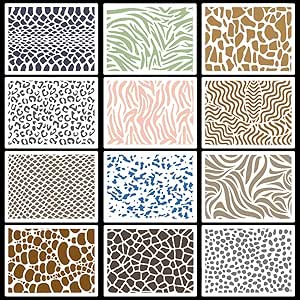 Keluna Lot De 12 Pochoirs Aztèques à Motif De Bordures Bohèmes Pour Peinture Murale Et Toile En Bois