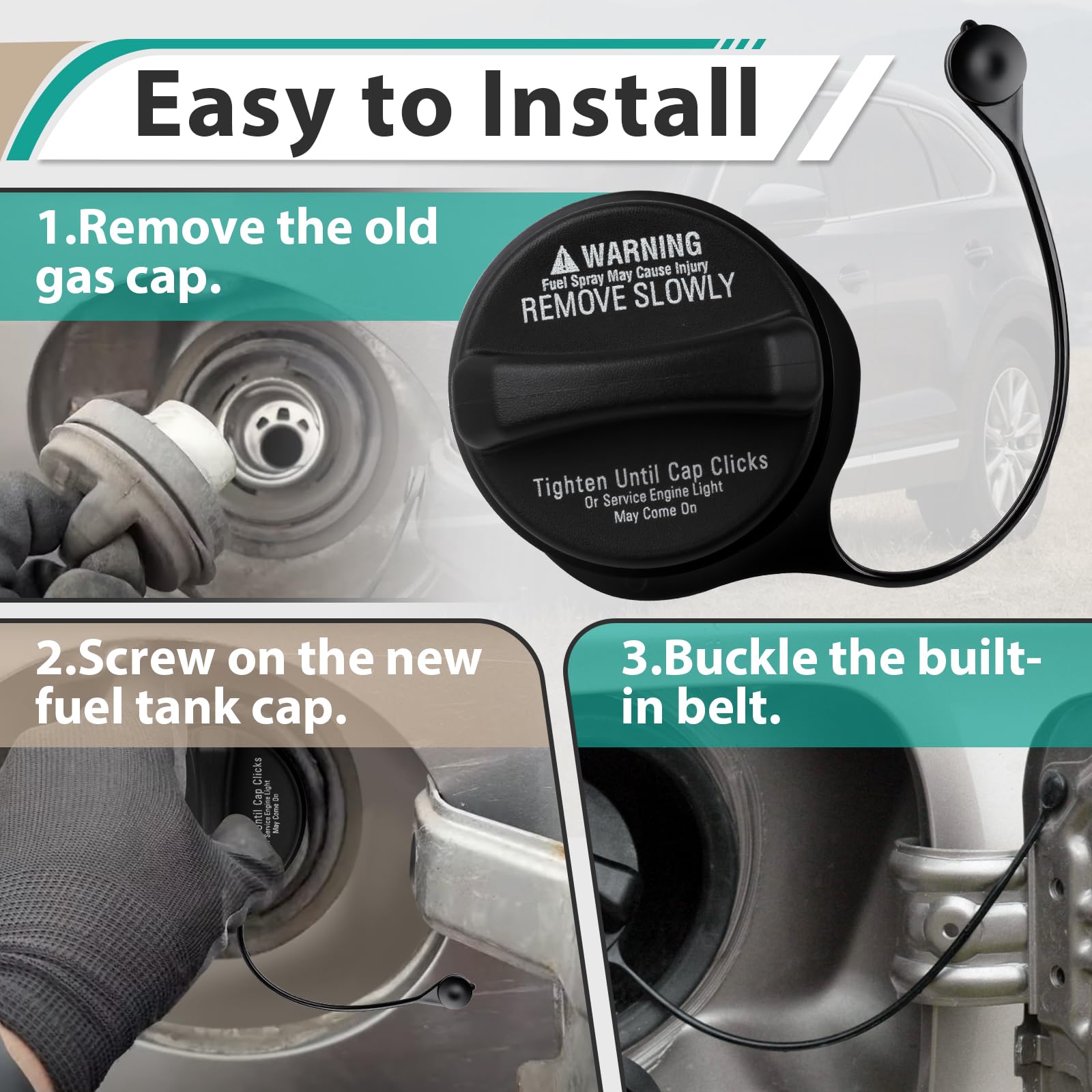 Gas Tank Cap GS3L-42-250B Fuel Gas Cap Replacement For Mazda 3, Mazda 6,  CX-7, CX-9 2007-2015 GS3L-42-250B Replacement