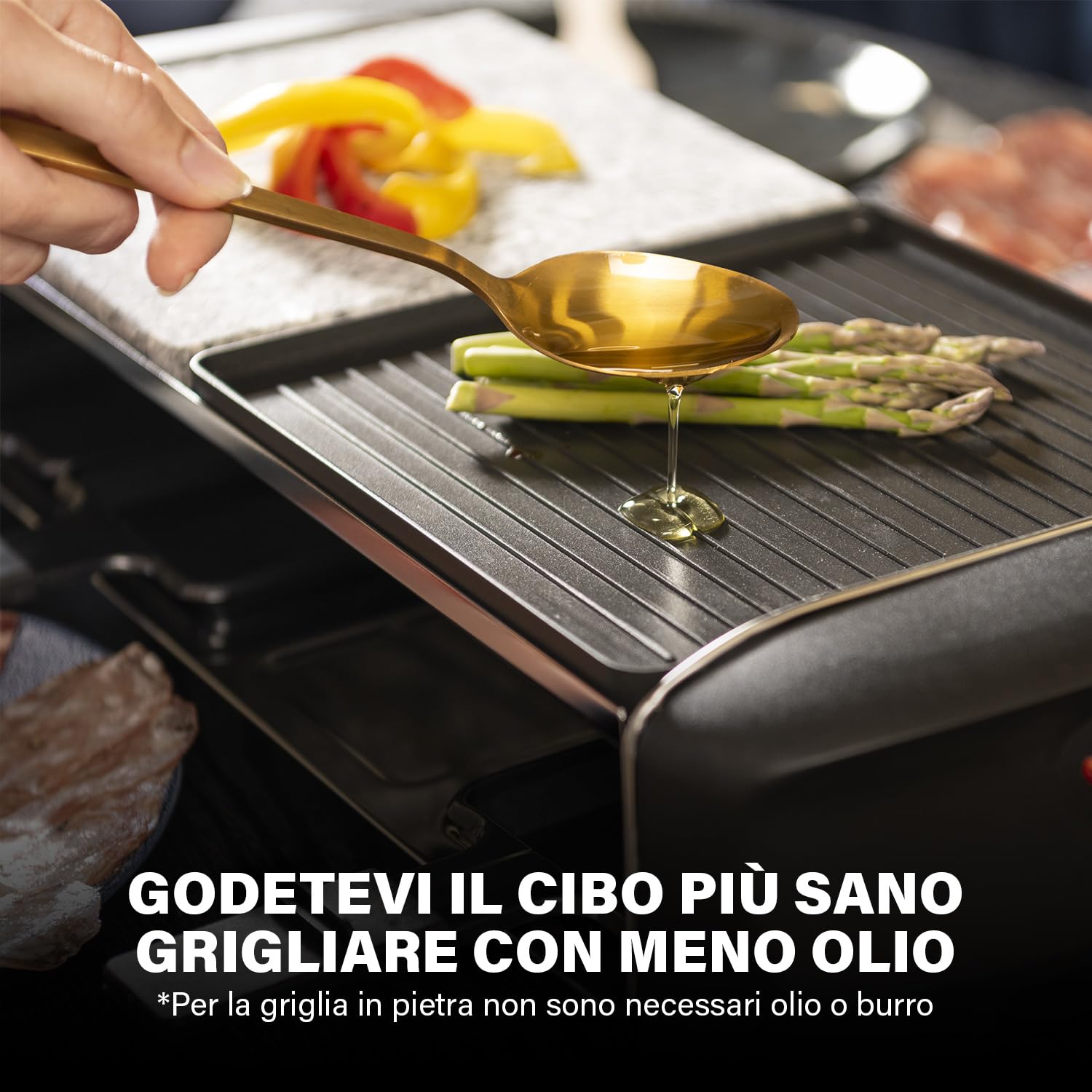 Princess 8 Stone & Grill Party 162820 Raclette con Piastra in Pietra e Griglia in Alluminio 162820, 1300 watt, 8 persone, Nero