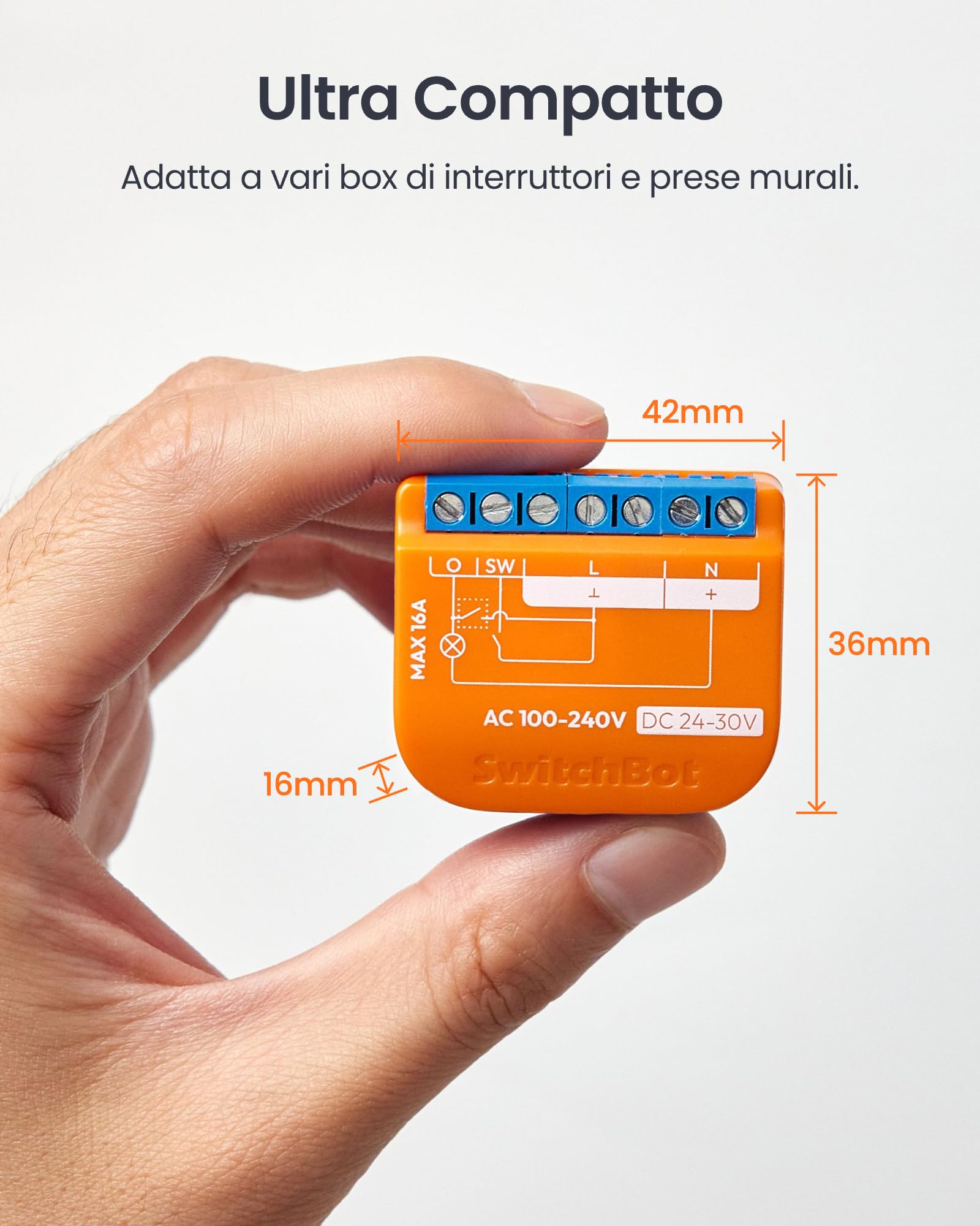 SwitchBot Smart Relay Switch 1PM Intelligente con Ripetitore Bluetooth Integrato, Interruptore Wi-Fi & Bluetooth Compatibile con Alexa/Apple Home/Google Home, Interruttore Relè 1PM 16A Confezione da 2