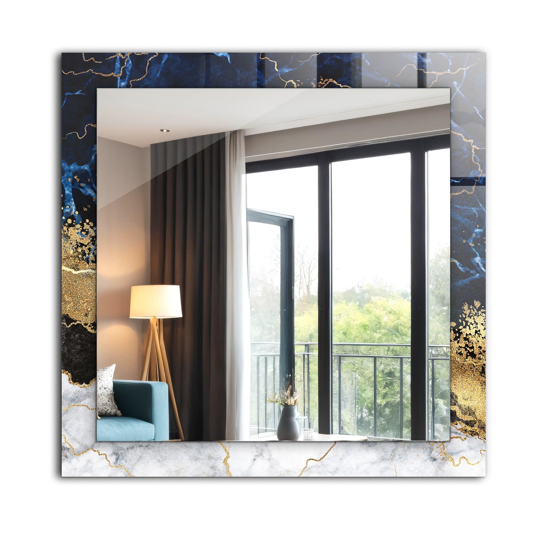 Miroir cadre imprimé 60x60cm pour illuminer un salon sombre et décorer vos murs