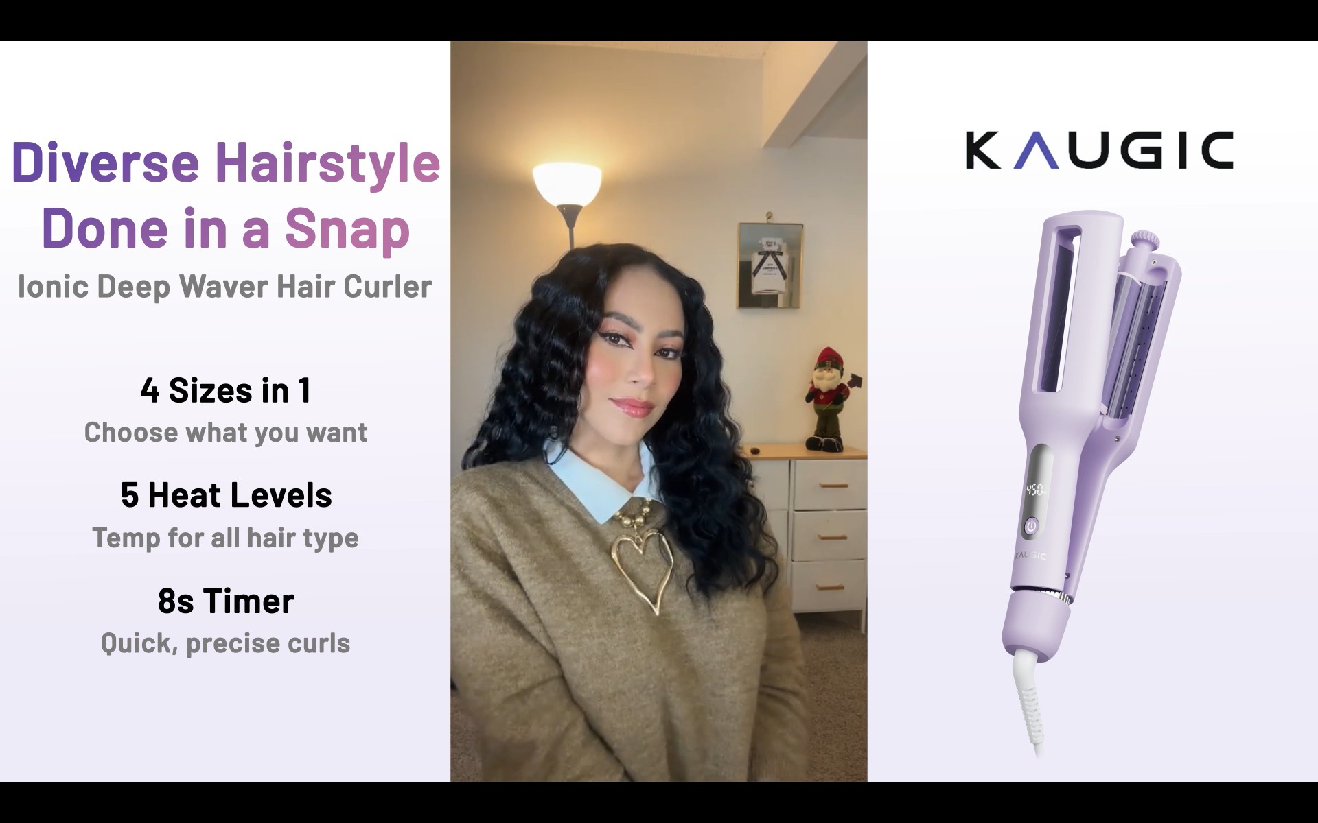 KAUGIC 4 - 1 Adjustable Hair Waver KAUGIC 4-in-1 Adjustable Hair Waver (Support) main image 3