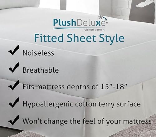 Miniatura 4 de Protector de colchón premium 100 impermeable hipoalergénico libre de vinilo transpirable superficie de algodón suave con bucles -