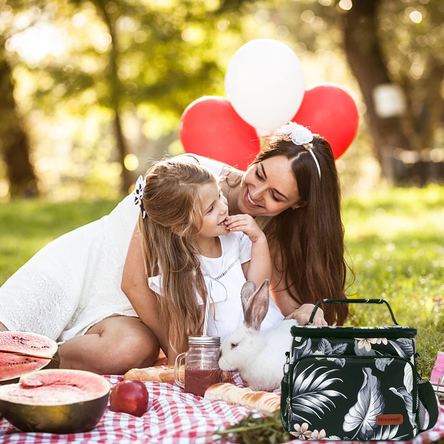 FANDARE Moda Bolsa Isotermica de Almuerzo Nevera Portatil Bolsa Térmica Comida Termica Porta Alimentos Correa Portatil para Adulto Niños Bolsa Nevera Oficina Escuela Viaje Lunch Bag Poliéster Negro A