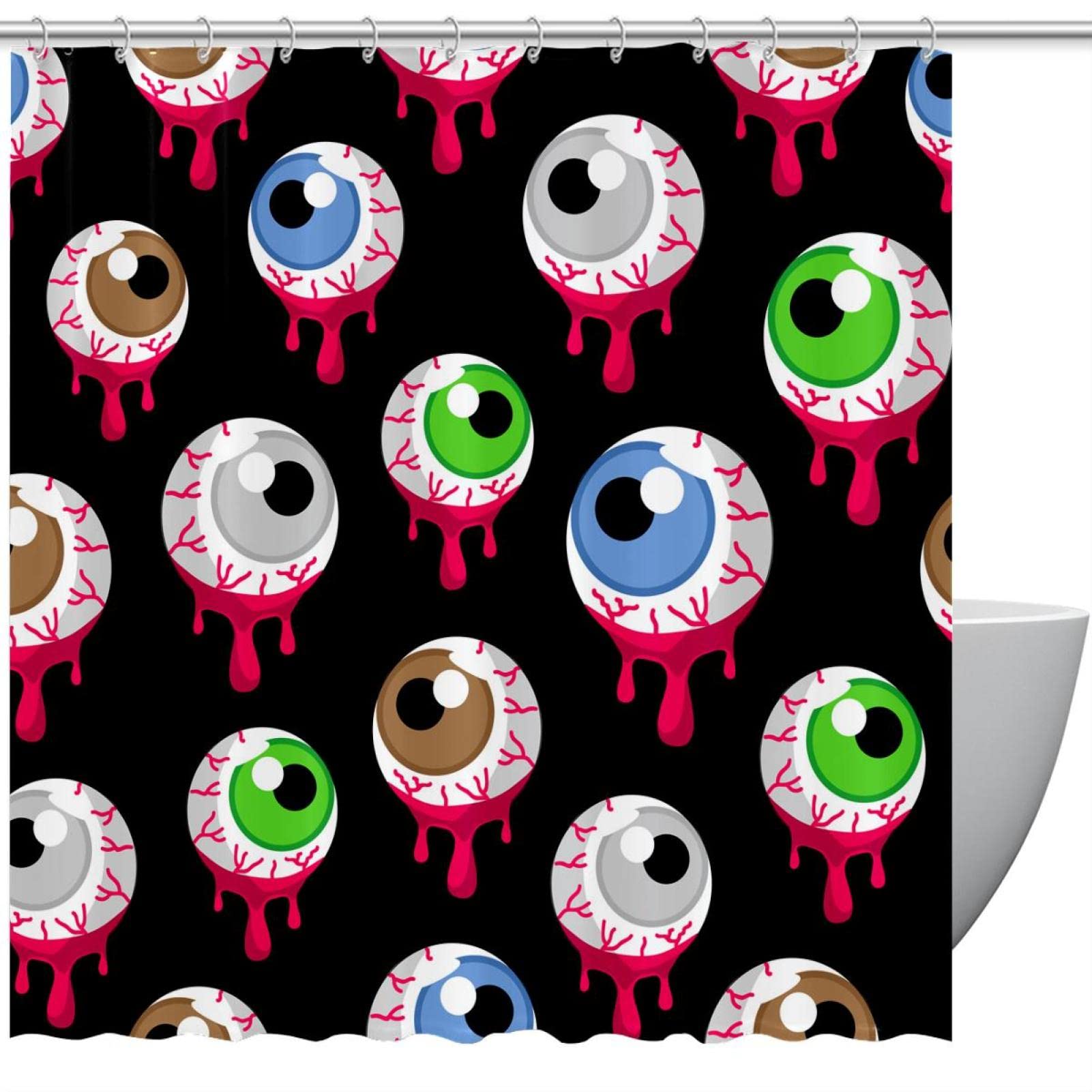Rideaux de douche effrayants d'Halloween anti-odeur pour douche et baignoire