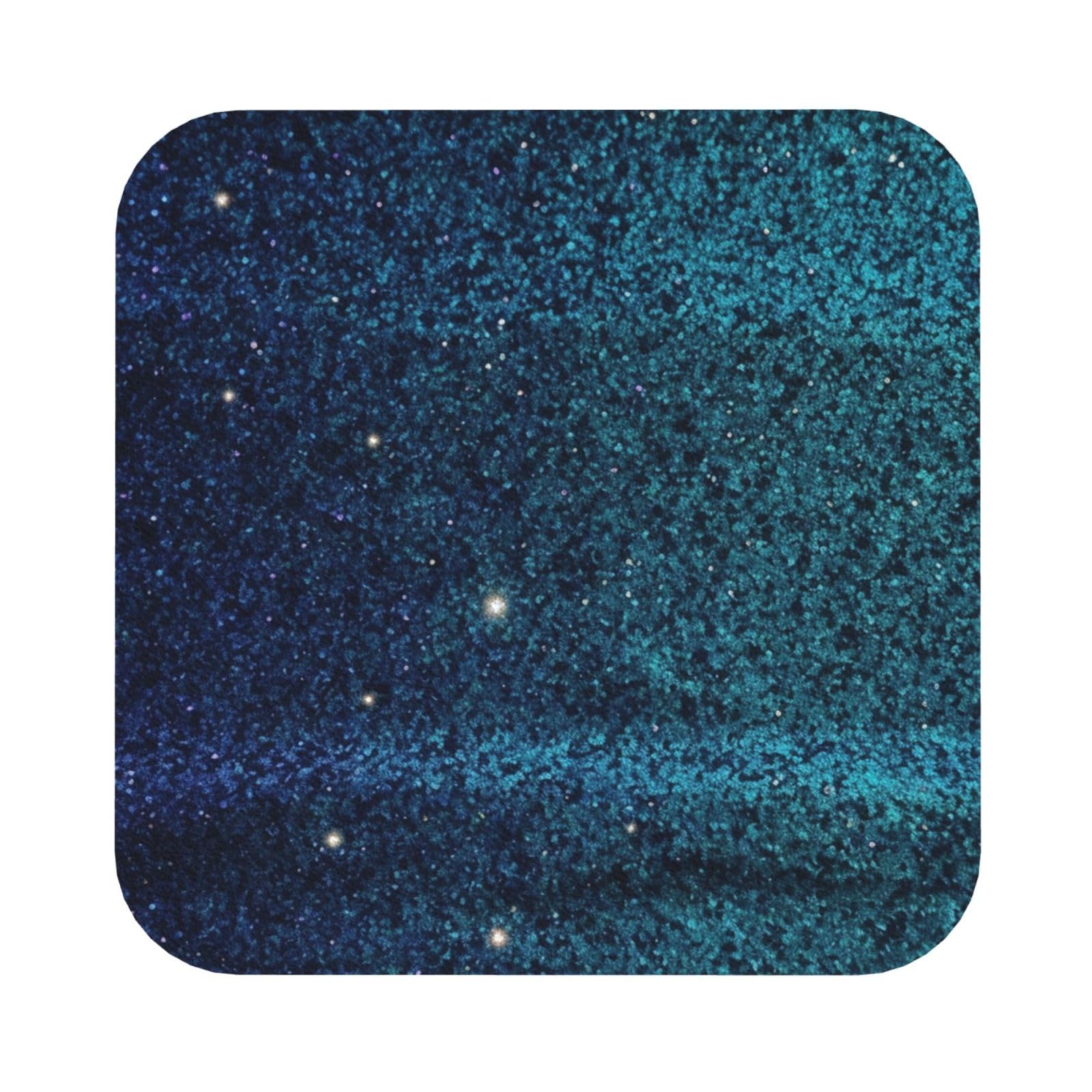 Fhebnds Square 4Pcs Drink Coasters, Teal Glitter Coasters For Drinks Leather Absorbent Coaster Set Heat-Resistant Mug Mats Coffee Cup Pads Housewarming Gifts For New Home
