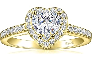 1CT Heart Solitaire Ring: Shimmering Halo of Sterling Silver