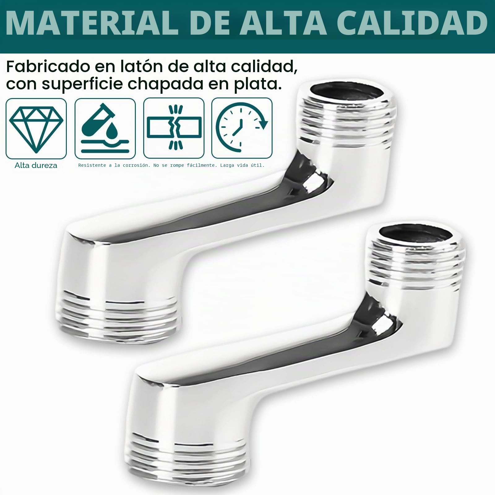 2 Piezas Excentricas Grifo, Latón G1/2 a G3/4 Conexión de Grifo en S, 42 mm de Desplazamiento, Plateado Adaptador para Ducha Ajustable, para Instalación y Ajuste de Grifos de Ducha
