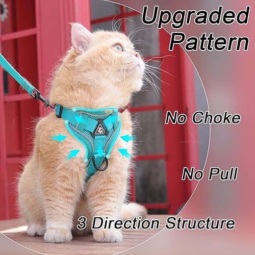 Miniatura 9 de Juego de correa de chaleco y arnés para perros pequeños y gatos grandes, chaqueta ajustable a prueba de escapes mejorada con correa para cachorros,