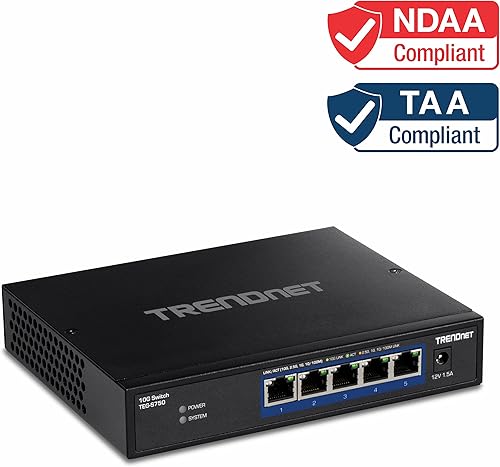 Miniatura 9 de TRENDnet Interruptor 10G de 5 puertos, 5 puertos RJ-45 de 10 G, capacidad de conmutación de 100 Gbps, admite conexiones 2.5G y 5G-BASE-T, protección