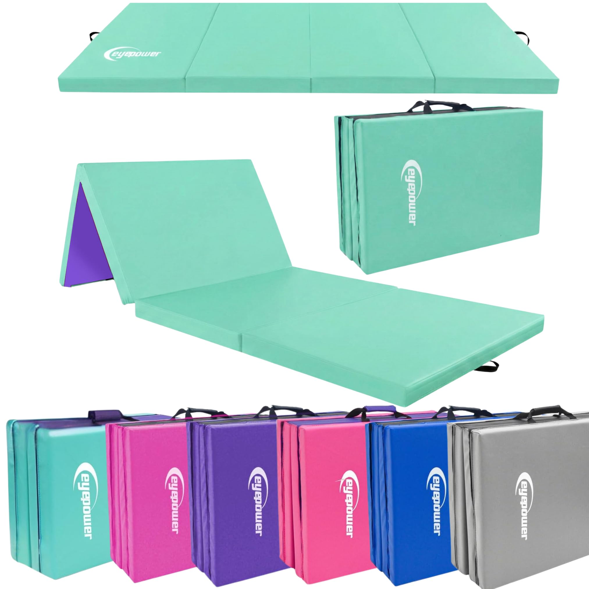 eyepower Colchoneta de Gimnasia Plegable Gruesa 180x60x5 cm - Esterilla Fitness para Rítmica y Artística - Infantil y para Casa - Superficie de Suelo Amortiguadora para Entrenamiento Interior