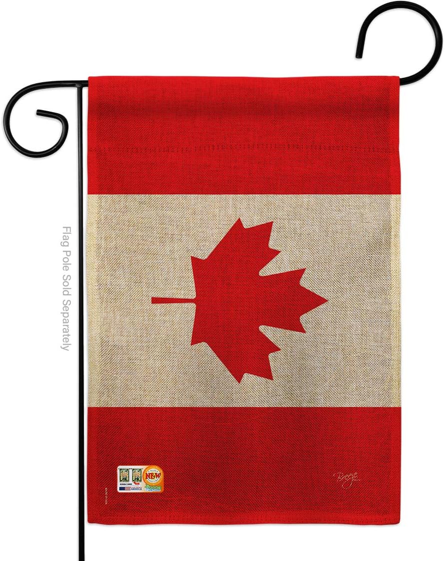 Canada Country Burlap Garden Flag Regional Nationality Nation International World Particular Area Small Decorative Gift Yard House Banner Double-Sided Made In USA 13 X 18.5