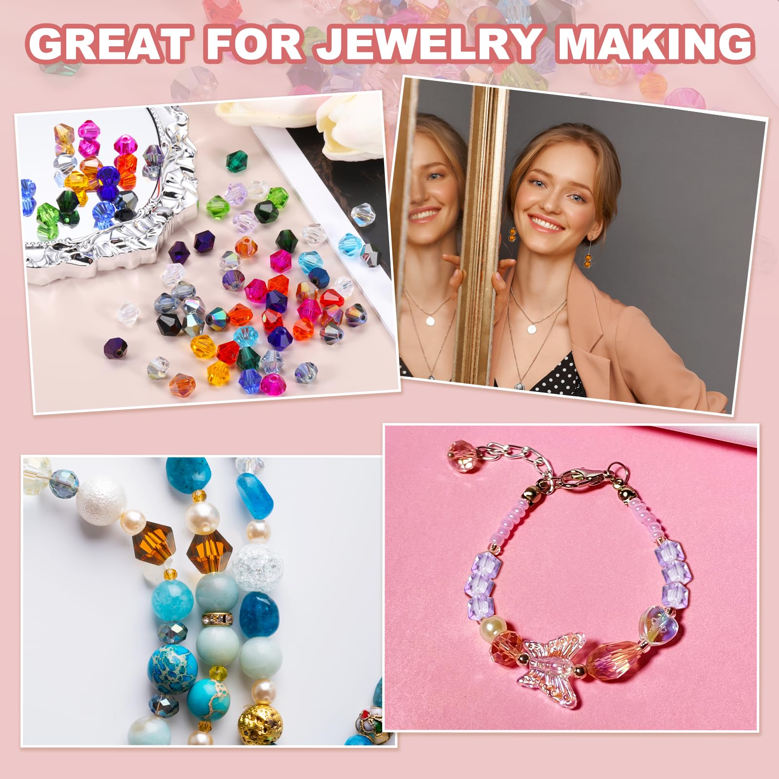 PATIKIL 100pcs 8mm Bicone Glass Crystal Beads - Image 4