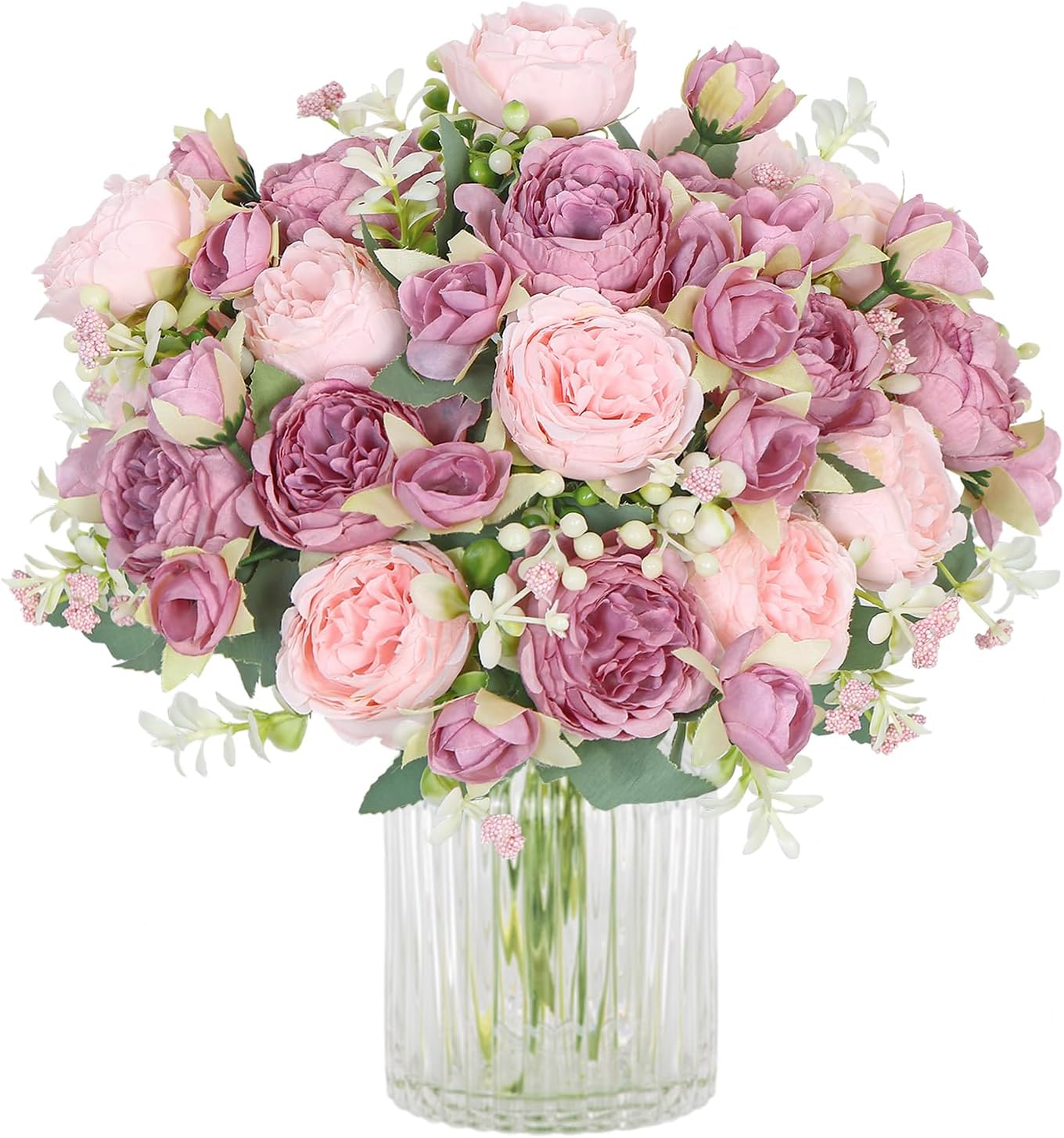 SOMYTING Bouquet di peonie artificiali, bouquet di peonie finte, 4 ...