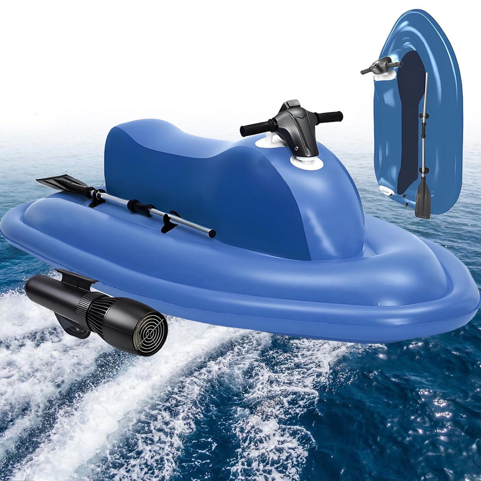 NYANS 2-in-1 Inflatable Electric Underwater Scooter Jet Ski Boat - Ride-On Watercraft Pool Float, 3-8 km/H, Remote (9-Speed) | Portable Electric Motor Jet Boat 700W16A