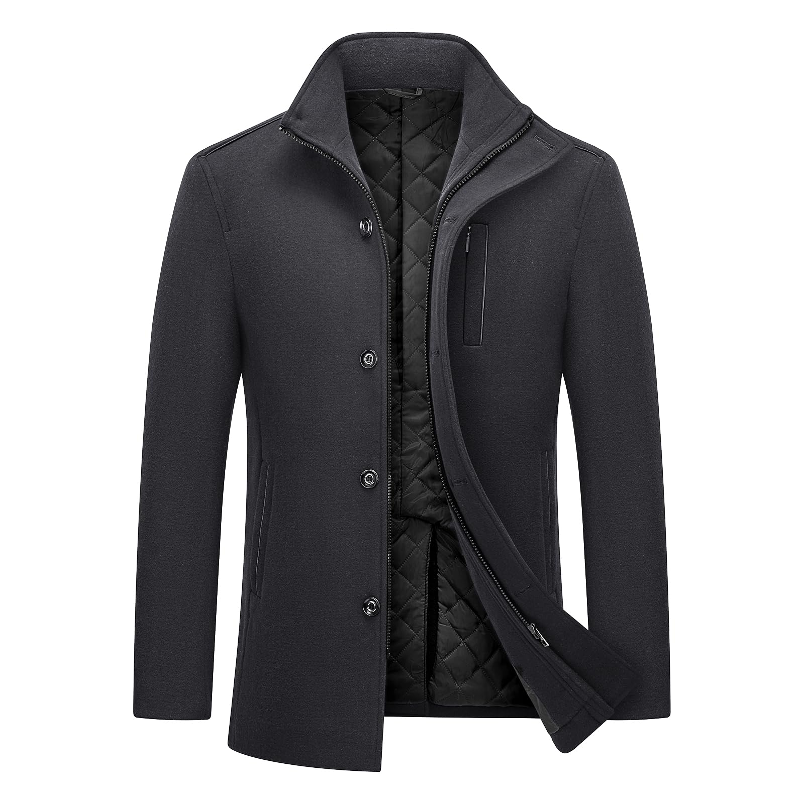 MODFUL Cappotto invernale da uomo in lana di media lunghezza | Peacoat, Slim Fit, per il lavoro