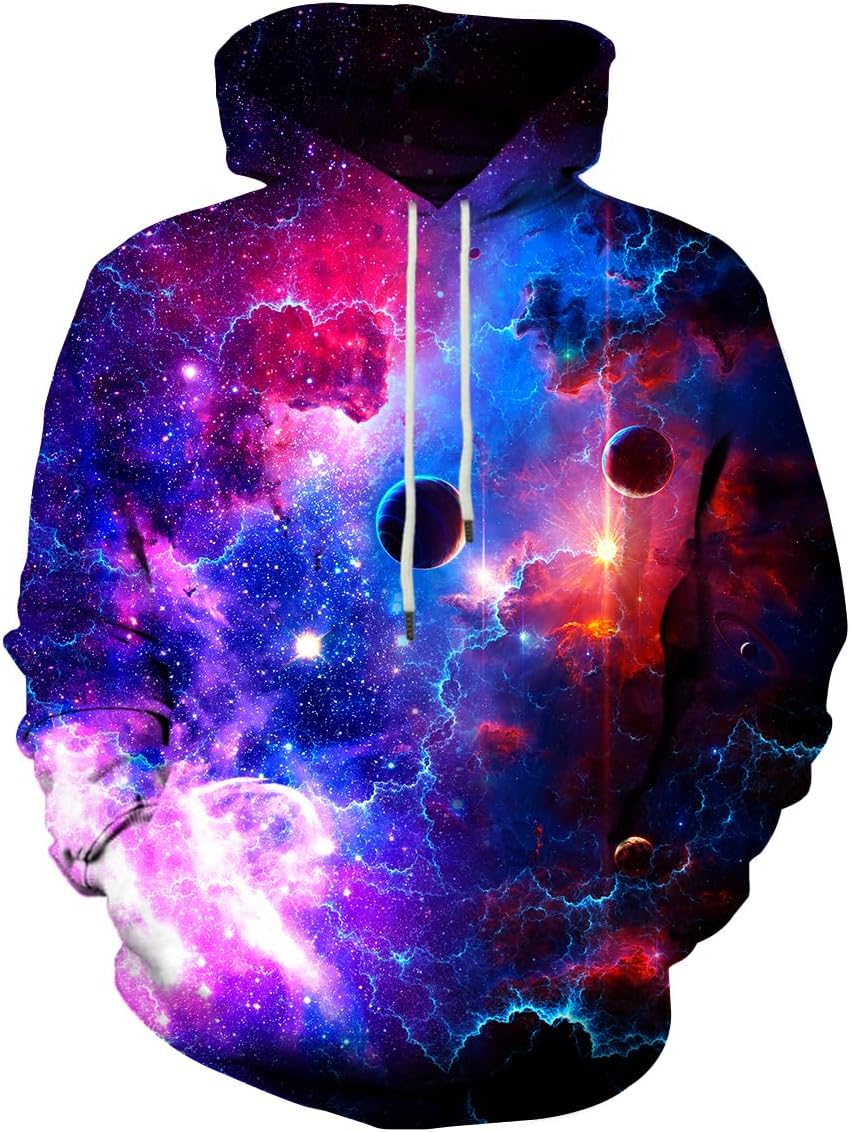 Unisex Novelty 3D Printed Hoodies Long Sleeve Sweatshirts for Men Women with Big Pockets