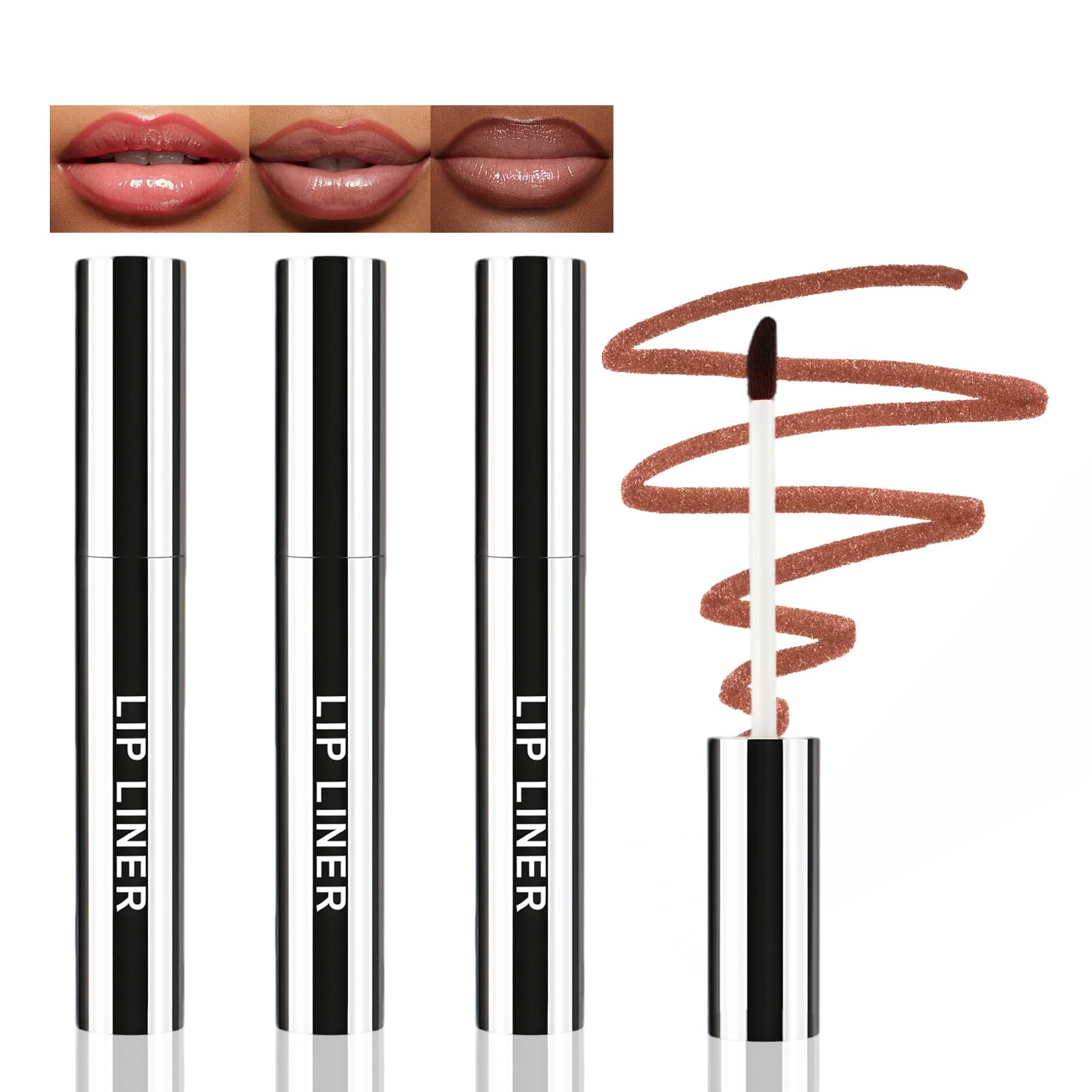 Peel-Off Lipliner Set (3 Farben: Braun, Dunkelbraun, Weinrot) - Wasserfest, Langanhaltend, Mit Pflegender Formel