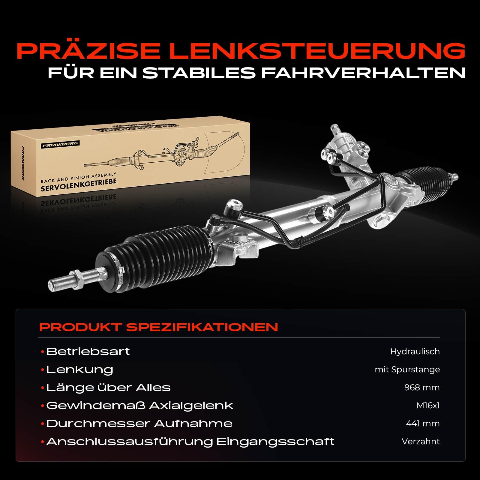 Frankberg Lenkgetriebe Servolenkgetriebe Hydraulisch für Linkslenker Kompatibel mit 5er E39 2.0L-3.0L 1995-2003 5er Touring E39 2.0L-3.0L 1997-2004 Replace# 32111094674