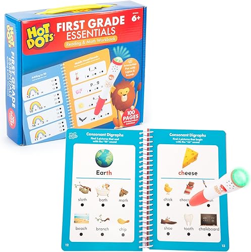 Educational Insights Hot Dots - Libro de ejercicios de primer grado, artículos esenciales para el aula de 2. y 3er grado, a partir de