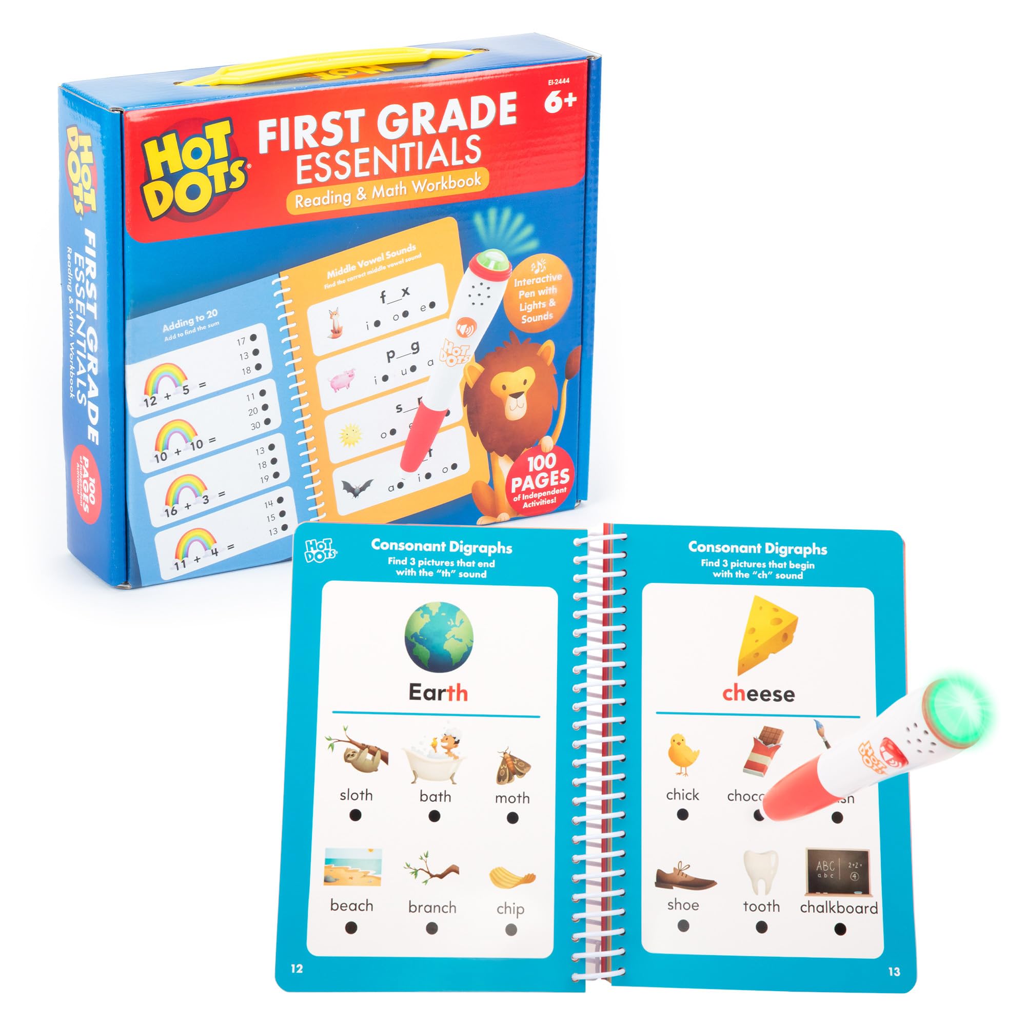 Educational Insights Hot Dots First Grade Workbook: Math & Reading - Learning Activities for Kids Ages 6+, Classroom & Teacher Must Haves