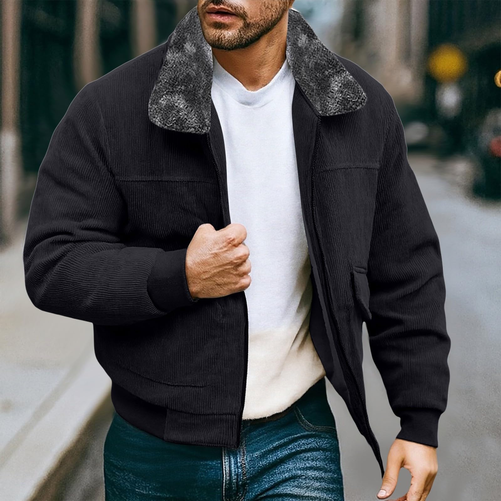 Générique Veste Coupe Vent Homme Mi Saison Vestes Bomber Manteaux Léger Pour Trench-Coat, Classique Pardessus Doublure Thermique D'hiver Vestes De Séjour À La Campagne, Marche En Forêt