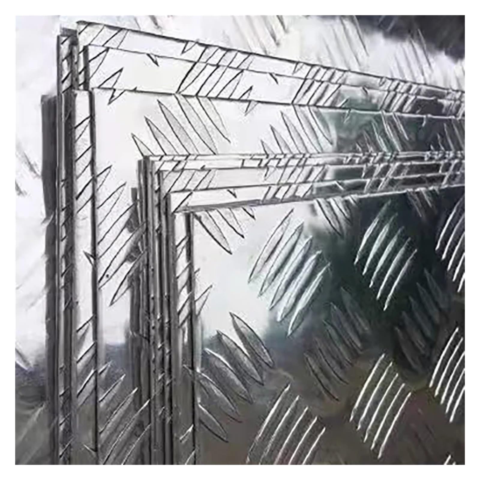 Aluminiowa płyta bieżnika, w kratkę, grubość 2 mm, 400 x 500 mm, antypoślizgowa blacha prętowa na schody, flo, do zastosowań przemysłowych, 1 sztuka