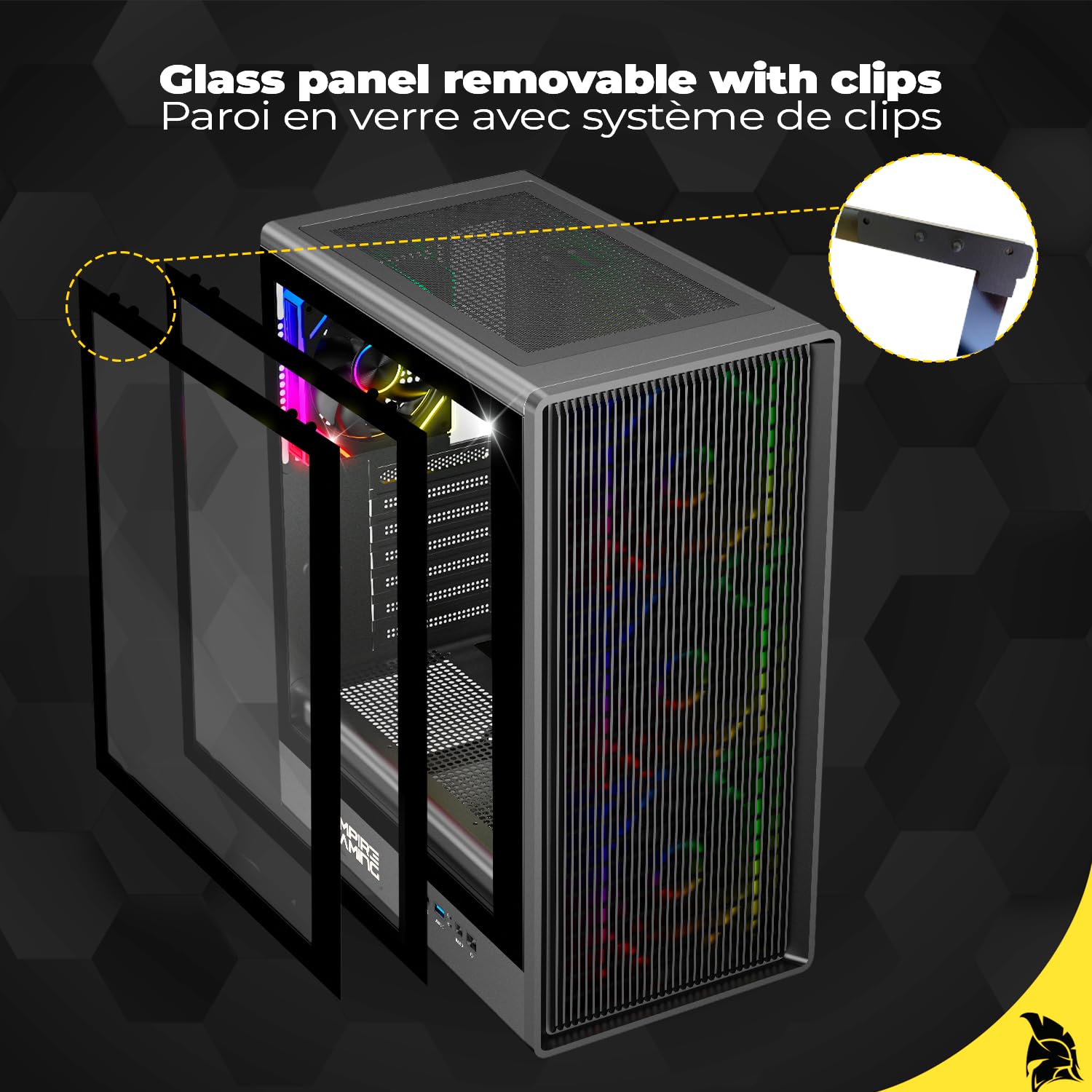 EMPIRE GAMING EC256 - Case PC Gaming Mid Tower ATX/mATX/ITX, frontale Airflow, 4 Ventole ARGB 120 mm Preinstallate + HUB PWM, Vetro Temperato, GPU 325 mm, Watercooling 240 mm, 2xUSB 3.0