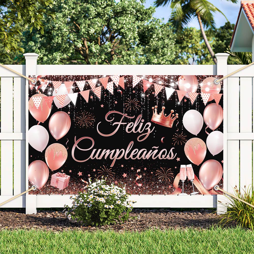Avezano Feliz Cumpleaños Banner – Rosa Blumen Fotohintergrund 1,8 X 1,1 M, Mexikanische Partydeko, Spanisches Geburtstagsbanner Für Frauen & Mädchen Avezano Feliz Cumpleaños Banner – Rosa Blumen Fotohintergrund 1,8 X 1,1 M, Mexikanische Partydeko, Spanisches Geburtstagsbanner Für Frauen & Mädchen