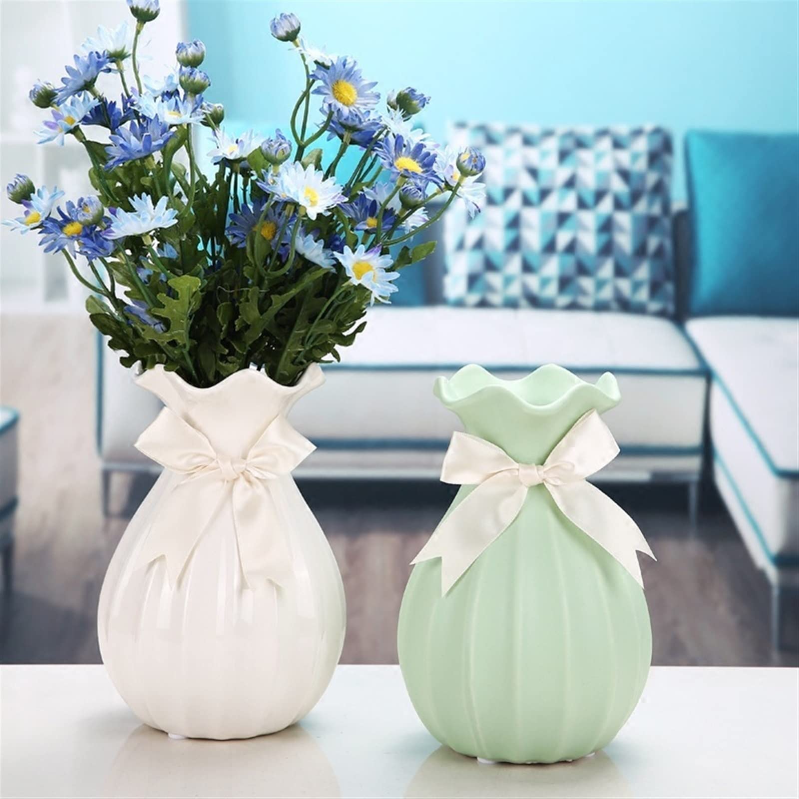 Vazen Keramiek Vaas Kleurrijke Strik Vaas Woondecoratie Moderne vazen ​​voor gedroogde bloemen Woondecoratie Handgemaakte keramiek bloemenvaas Vaas (Size : B