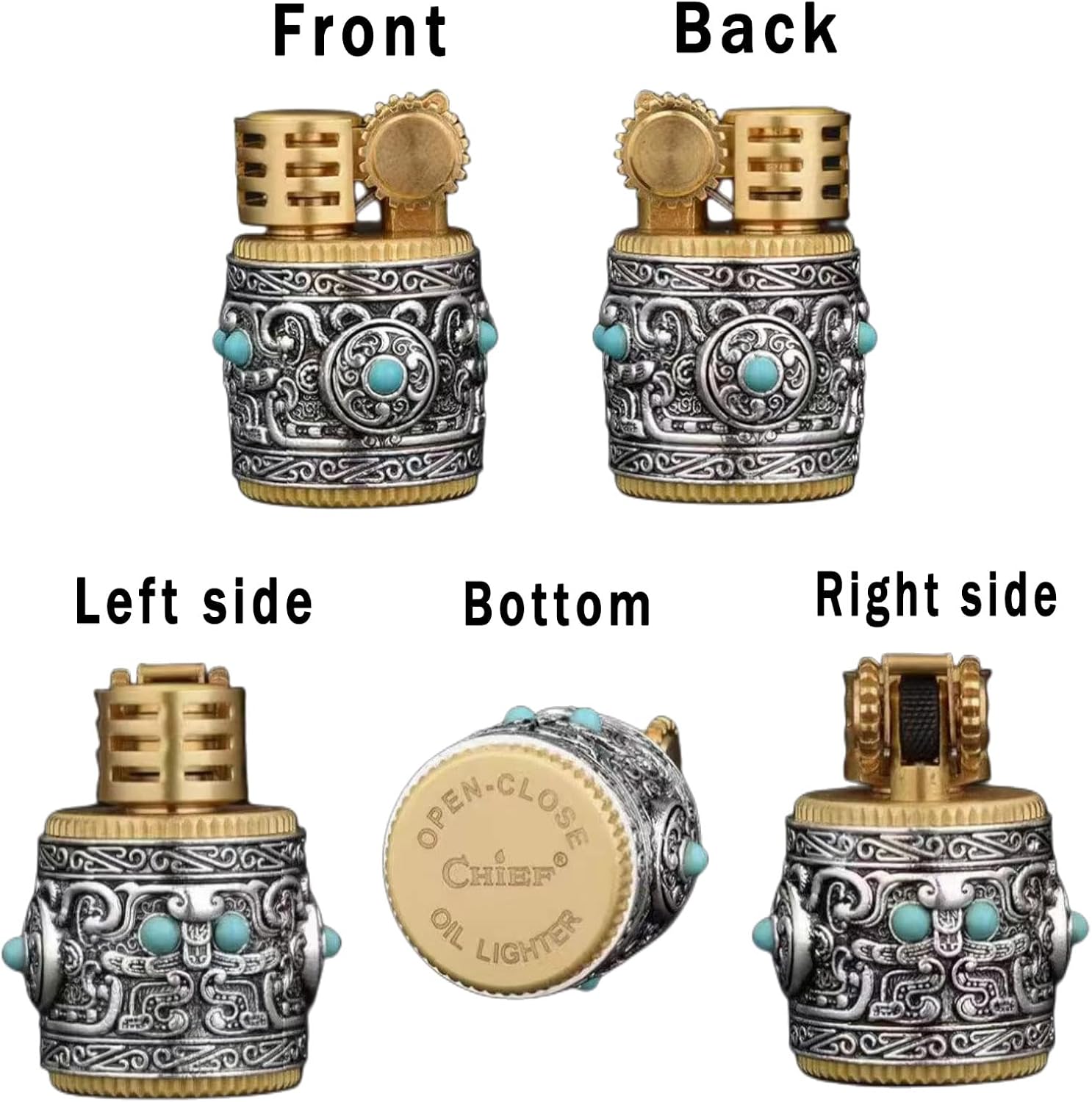 Vintage Candle Lighter, Cool Antique Refillable Kerosene Soft Flame Lighters for Candles, Unique Gift for Men