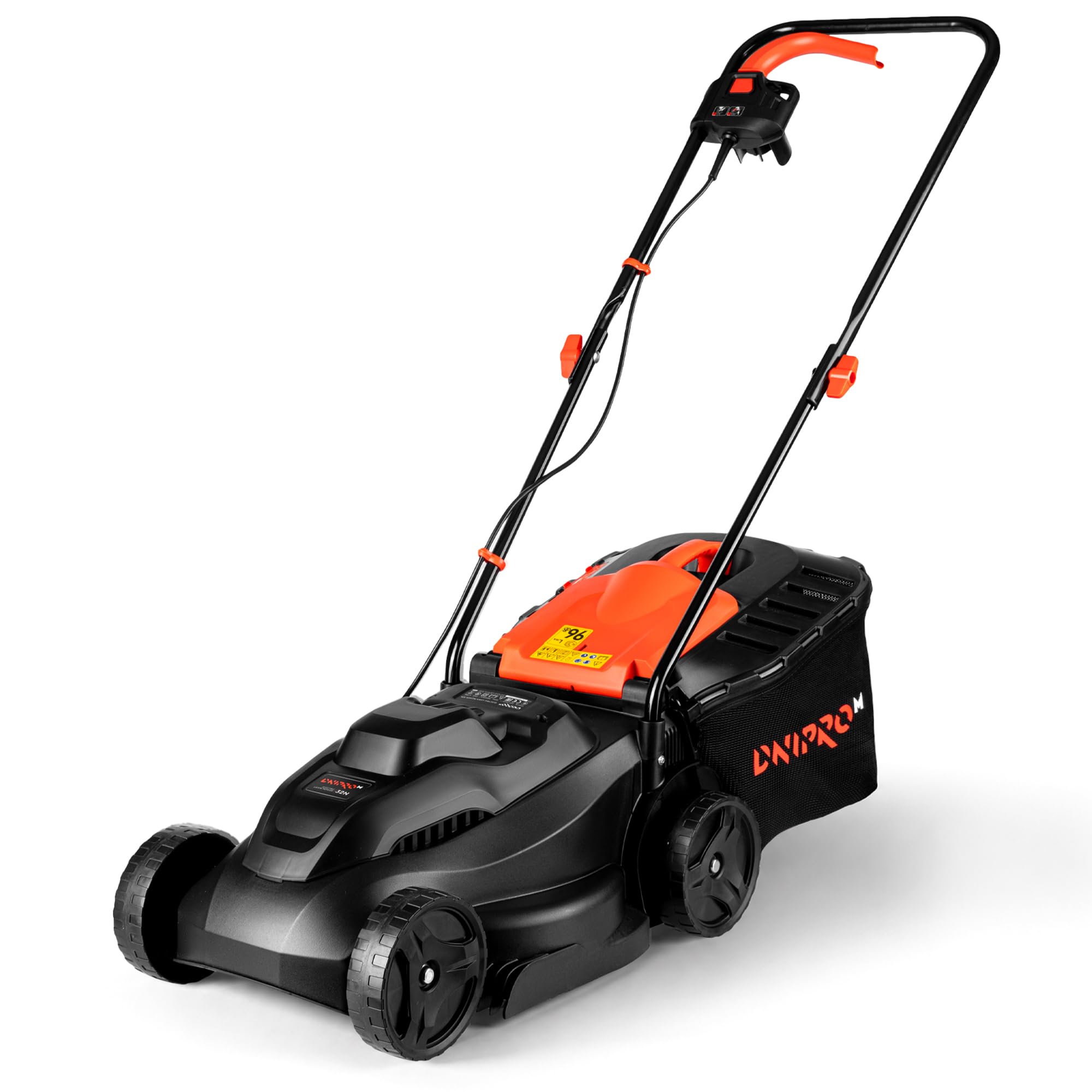Cortacésped Eléctrico de 1000W, Ancho de Corte 32 cm, 3 Alturas de Corte 25–65 mm, Recogedor 30 L con Indicador, 6,4 kg, IPX4, Manillar Plegable - 32N