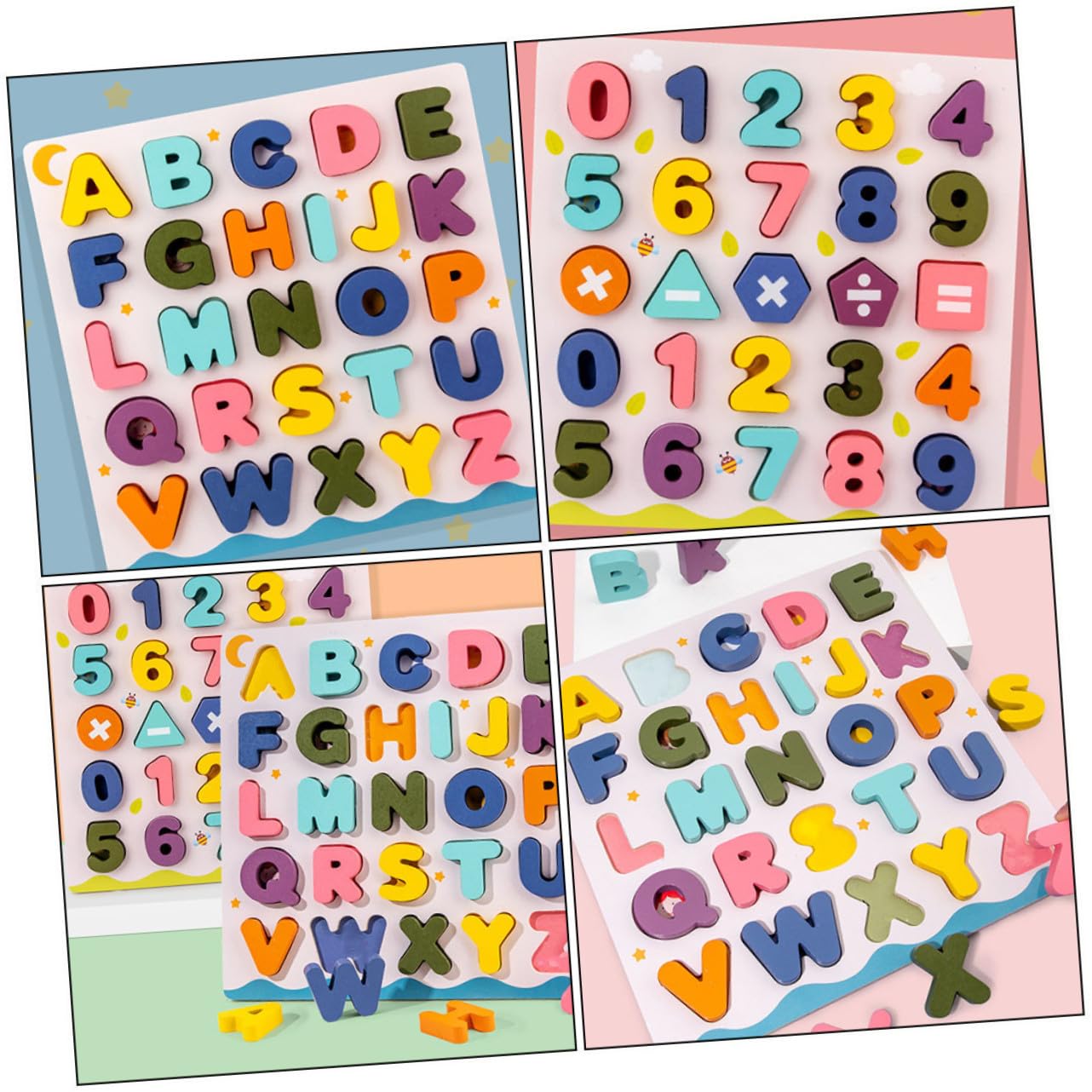 2 Juegos Puzzle Educativo de Madera para Letras y Números Desarrollo Habilidades Motoras y Reconocimiento Infantil para Aprendizaje Temprano