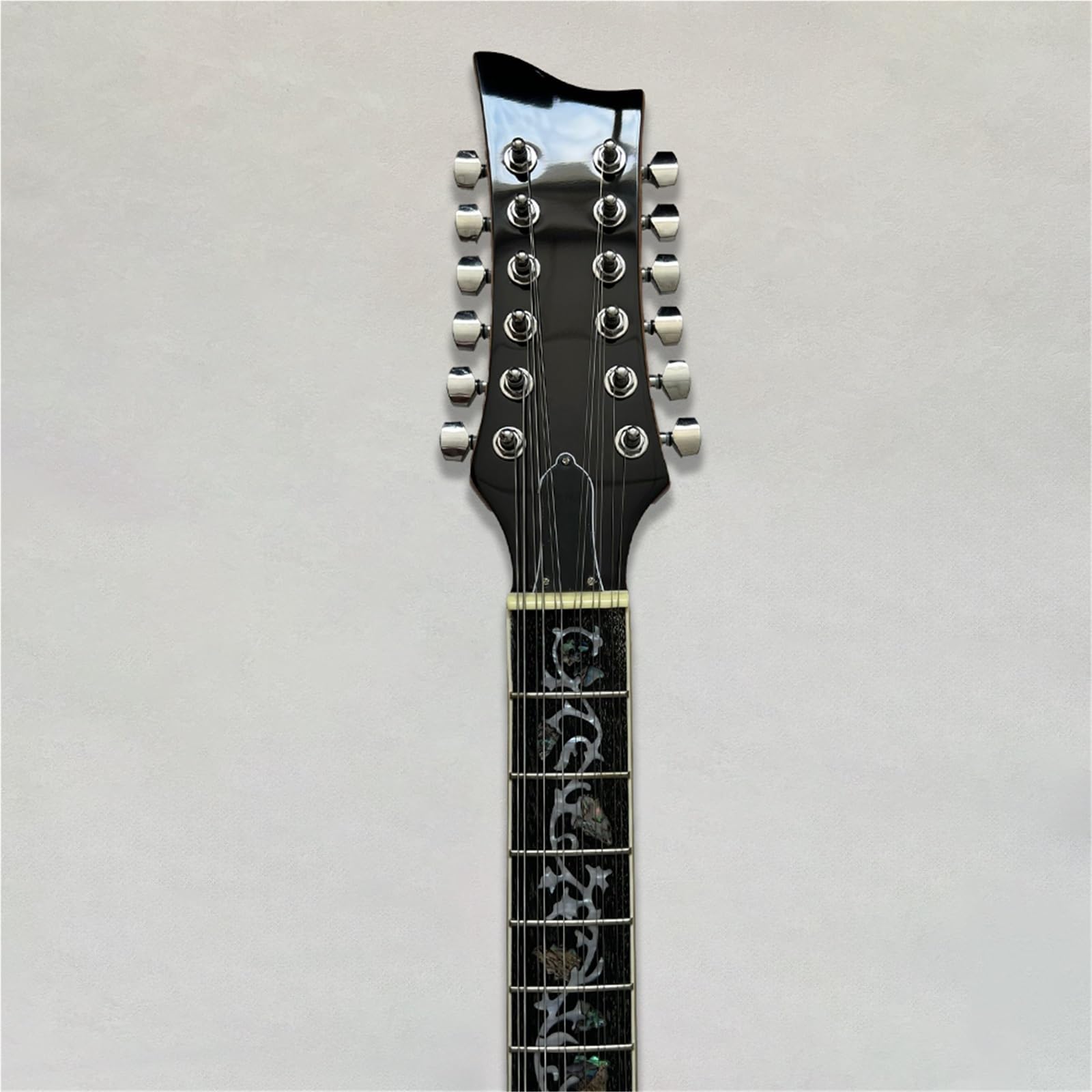 Chitarra Elettrica A 12 Corde Con Foro A F Nero Corpo In Mogano Pickup Humoke Chitarre Elettriche Principianti