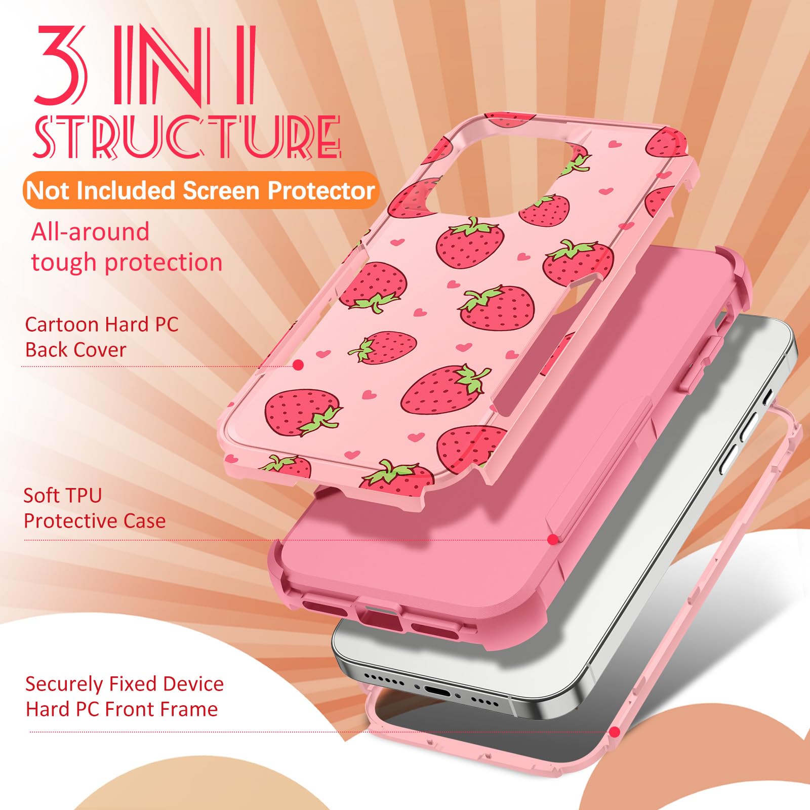 Custodia per iPhone a forma di coniglietto, alla moda e kawaii, per iPhone 15, iPhone 14, iPhone 13, 12, Galaxy S23, Pixel 8, design con simpatici animali e cartoni animati, per ragazze. - Italia